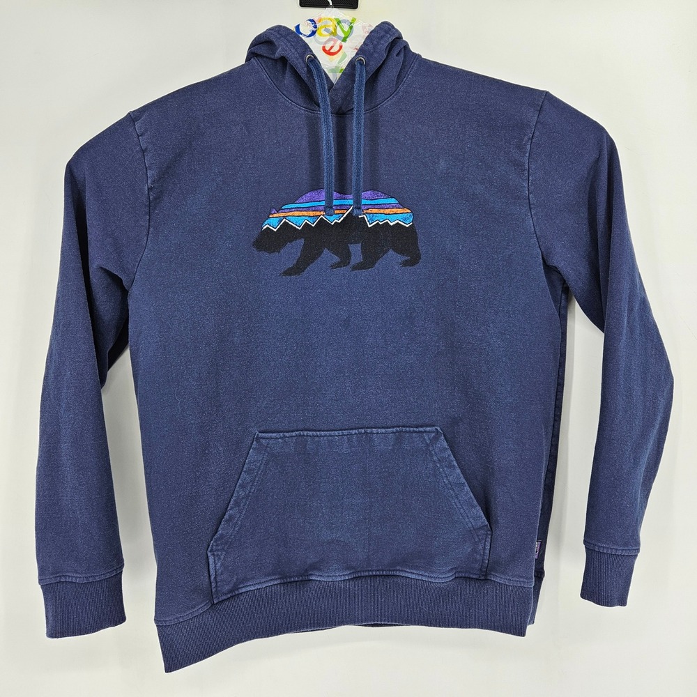 Patagonia Hoodie Mens Extra Large Midweight Blue Roy Bear Sweatshirt Outdoors